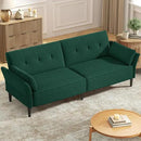 89” Futon Sofa Bed, Velvet Fabric Comfy Futon Couch Bed with 2 Square Pillows, Convertible Sleeper Sofa with Adjustable Backrest& Armrests, Modern Loveseat Sleeper for Living Room, Bedroom by CozyNest Decor