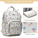 Diaper Bag Backpack, Diaper Bags for Baby Girls Boys, Baby Bags for Moms Dads, Nappy Changing Bag with Insulated Pockets,Multi-functional Waterproof Backpack with Stroller straps-Beige Flowers by TinyTreasures Baby Boutique