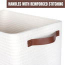 MINTWOOD Design 3-Pack Decorative Woven Storage Baskets for Shelves, Cube Bin Box for Organizing Books, Shoes, Dog Toys, Pantry Closet and Living Room Organizer, Creamy White by TinyTreasures Baby Boutique