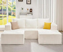 Hobestluk Modular Sectional Sofa Memory Foam Couch Oversized Sectional Sofa 3-Seater with Chaises Cloud Couch with Removable Cover U Shaped Sofa for Living Room (Strip White, U Shape) by CozyNest Decor