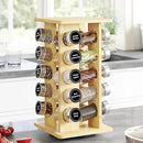 WelFurGeer Bamboo Spice Rack Organizer for Countertop, Revolving Spice Shelf with 20 Glass Jars, Lids & Labels, Desktop Rotating Seasoning Organizer for Kitchens, Space-Saving Design by CozyNest Decor