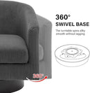 Swivel Barrel Accent Chair, Modern Round Corduroy Fabric Arm Chair for Living Room, Bedroom, Comfy Club Reading Chairs for Adults (Corduroy Grey, Set of 2) by CozyNest Decor