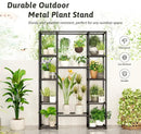 Plant Stand Outdoor Tall Plant Shelf Indoor Metal Large Hanging Plant Cabinet Waterproof Plant Rack Flower Holder for Living Room Patio Balcony Garden Black by GreenHaven Gardens