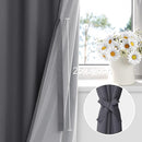 XWZO 100% Blackout Curtain Panels - Rod Pocket Thermal Insulated Black Liner, Noise Reducing and Heat Blocking Drapes for Hall and Studio Windows with Tiebacks, Dark Grey, W60 x L84, Set of 2 by TinyTreasures Baby Boutique