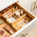 SMIRLY 3-Piece Bamboo Kitchen Drawer Organizer Set for Large and Small Utensils, Multi-use Storage Box - Bathroom, Nightstand, Jewelry, Cutlery, Knife, Spice, Towel, Junk Drawer Tray by CozyNest Decor
