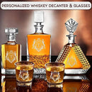 Personalized Rectangle Whiskey Decanter Set for Men 700ml Luxury Gift for Dad, Him, Boyfriend - Liquor Decanters with 2 or 4 Glasses for Birthday, Retirement, Weddings - 24 Engraved Design Options by CozyNest Decor