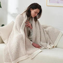 Amélie Home Chenille Waffle Throw Blanket for Couch, Reversible Pineapple Stitch Knit Soft Cozy Knit Blanket Lightweight Warm Decorative Throw for Sofa, Bed, Living Room, 50"x60", Beige&Ivory by CozyNest Decor