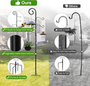 108 Inch Shepherds Hooks for Outdoor 2 Pack, Bird Feeder Poles with 4 Hooks, Shepherds Hook for Bird Feeders Outside with Base, Garden Pole for Hanging Plant Baskets, Weddings Decor (108 Inch) by GreenHaven Gardens