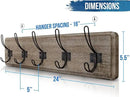 HBCY Creations Weathered Rustic Coat Rack Wall Mount with 5 Hooks, Solid Pine Wood 24 inch Wall Hooks for Entryway, Mudroom, Hallway, Bathroom - Vintage Farmhouse Style Wall Mounted Towel Rack by CozyNest Decor