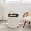 KINWELL 34" Boucle Swivel Barrel Chair with 18" Round Ottoman Set, Fully Assembled Set of Sherpa Accent Chair and Footrest, Modern Comfy Armchair and Footstool for Living Room and Bedroom, Brown by CozyNest Decor