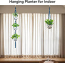 USLAI Macrame Plant Hanger Indoor Outdoor, Up to 4-15 inch Pot, Heavy 20lb Planters, Extra Long Strong Hanging Planter Basket Holder, Boho Home Decor, 35+72 Inch, Blue (POTS NOT Included) by GreenHaven Gardens
