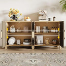 65 Inch TV Stand, Mid Century Modern Entertainment Center with Storage Cabinets & Adjustable Shelves, Media Console TV Credenza for Living Room, Dining Room, Hallway, Walnut by CozyNest Decor