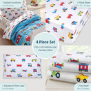 Wildkin Toddler Bed in a Bag – 4-Piece Microfiber Bedding Set with Comforter, Pillowcase & Sheets - Trains, Planes, and Trucks by TinyTreasures Baby Boutique
