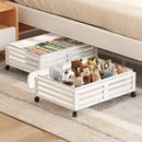 Under Bed Storage Containers With Wheels - 2 Pcs Bamboo Wood Rolling Underbed Shoe Storage Bins With Dust Bags for Clothes Blankets, Duvet Covers Snacks Toys (White) by CozyNest Decor