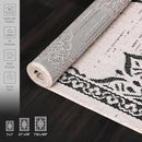 CAMILSON Outdoor Rug, 8x10 Medallion White Black Modern Area Rugs for Indoor and Outdoor Patios, Kitchen and Hallway Mats, Washable Porch Deck Outside Carpet (Medallion White, 8 x 10) by GreenHaven Gardens