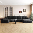 136" Sectional Couches for Living Room Modern Modular Sofa with L-Shape Couchs Upholstered Boneless Couch Deep Seat Sectional Couch with Chaise (Black, Right Facing Chaise+3Seaters+Ottoman) by CozyNest Decor