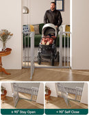 Babelio 29-48" Extra Wide Baby Gate with Adjustable Cat Door,Easy Install Pressure/Hardware Mounted,Auto Close Pet door for Stairs,House,Doorways,Effortless Walk Thru,Gray by TinyTreasures Baby Boutique