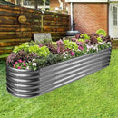 Land Guard 8×2×1.5ft Galvanized Raised Garden Bed Kit, Raised Garden Boxes Outdoor, Oval Metal Raised Garden Beds for Vegetables, Modern Grey by GreenHaven Gardens