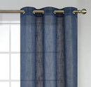MIUCO Semi Sheer Curtains Poly Linen Textured Solid Grommet Curtains 95 Inches Long for Living Room 2 Panels (2 x 37 Wide x 95" Long) Navy Blue by CozyNest Decor