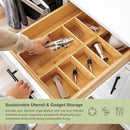 Premium Kitchen Utensils and Junk Drawer Organizer – Small 5-Compartment Design with 4 Removable Dividers, Non-Slip Feet, 100% Sustainable Bamboo by CozyNest Decor