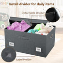 75 Quarts Extra Large Decorative Storage Bins with Lids, 3 Packs Dark Gray Collapsible Storage Bins with Lids, Stackable Storage Bins Decorative Box Storage With Lid Extra Large by TinyTreasures Baby Boutique