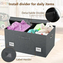 75 Quarts Extra Large Decorative Storage Bins with Lids, 3 Packs Dark Gray Collapsible Storage Bins with Lids, Stackable Storage Bins Decorative Box Storage With Lid Extra Large by CozyNest Decor
