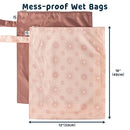 Tiny Twinkle Mess-Proof Waterproof Wet Dry Bag | 2-Pack Reusable Wet Bags for Swimsuits & Baby Clothes | Leakproof Wet Bag for Travel & Diaper Changes for Baby (Shine) by TinyTreasures Baby Boutique