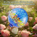 VOREEN 10-Inch Glass Gazing Ball, Outdoor Gazing Globe, Reflective Ball Yard Decoration for Homes, Patio, Lawn and Gardens, Gift for Mom Wife Friend, Phoenix Tail Design, Blue by CozyNest Decor