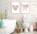 3Pcs Cute Bunny Canvas Wall Art Pink Bow Easter Poster Prints Love Wildflowers Picture Decoration for Nursery Girl Bedroom Children's Room Easter Gifts for Kids Unframed by CozyNest Decor
