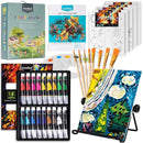 koseibal Acrylic Paint Set for Kids, Art Painting Supplies Kit with 18 Paints, 5 Canvas Panels, 8 Brushes, Table Easel, Etc, Premium Paint Set for Students, Artists and Beginner. by TinyTreasures Baby Boutique