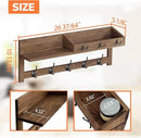 AMBIRD Wall Hooks with Shelf 26.57inch Entryway Wall Hanging Shelf Wood Coat Hooks for Wall with Shelf Coat Rack Wall Mount Rack with 5 Dual Hooks 3 Key Hooks Mail Organizer and Key Rack Key Holder by CozyNest Decor