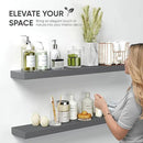 Homeforia 36 inch Gray Floating Shelves, High End Solid Real Wood 36inch Floating Shelf for Wall Mounted, Grey Wooden 36 inches Long Floating Shelves, Heavy Duty Bracket, 36 X 6.5 X 1.75 in, Set of 2 by CozyNest Decor