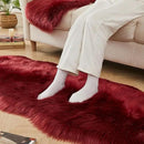 AMTOVO Faux Sheepskin Rug, Burgundy Ultra Soft Fluffy Shag Area Rug, 2 x 6 ft Faux Fur Rug for Bedroom Sofa Throw Cushion Room Decor, Sheepskin by CozyNest Decor