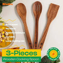 Riveira Walnut Wooden Spoons for Cooking Set of 3 – Natural Walnut Wooden Cooking Utensils, Spatula, Spoon - Premium Quality Utensil Set for Non-Toxic Cooking by CozyNest Decor
