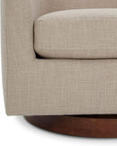 CHITA Swivel Accent Chair, FSC Certified Upholstered Fabric Barrel Chair for Living Room, Fully Assembled, Flax Beige by CozyNest Decor