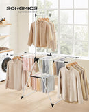 SONGMICS Clothes Drying Rack, Foldable 2-Level Laundry Drying Rack, Free-Standing Airer, 1 Additional Tall Hanging Bar, 2 Height-Adjustable Wings, 24 Drying Rails, Space Savng, Simply White ULLR521W01 by TinyTreasures Baby Boutique