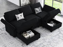 Belffin Modular Sectional Sofa with Double Chaise Velvet U Shaped Sofa Reversible Sectional Couch with Storage Black by CozyNest Decor