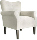 BELLEZE Modern Accent Chair for Living Room, High Back Polyester Armchair with Wooden Legs, Upholstered Wingback Side Chair Padded Armrest Single Sofa for Living Room, Bedroom - Allston (White) by CozyNest Decor