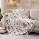 CASAAGUSTO Boho Throw Blanket - Beige and Gray Decorative Blankets with Tassel, Printed Flannel Bohemian Blanket for Chair, Bed, Sofa, Couch(50 * 60, Beige and Gray) by CozyNest Decor