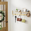 Coat Rack with Shelf, 2 Pack Bamboo Wall-Mounted Coat Hanger with 8 Hooks for Entryway, Hallway, Kitchen, Bathroom, Living Room, Utility Room (Natural) by CozyNest Decor