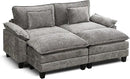 URRED Modular Sectional Sofa Comfy Cloud Couch, Modern Chenille Sofa Sleeper Deep Seat Couches with Ottoman/Pillows for Living Room (Gray, 82.6''- 2 Ottomans) by CozyNest Decor