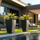 Artificial Plants Outdoor Faux Plant,Artificial Agave Faux Hostas Outdoor Uv Resistant Artificial Plants Indoor Fake Plant Artificial Agave Plant Indoor(2pcs, 28") Yellow by GreenHaven Gardens
