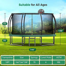 Tatub Large Trampolines Outdoor 10 12 14 15 16FT for Kids and Adults,Outdoor Recreational Pumpkin Trampolines with Curved Poles and Safety Enclosure Net, Basketball Hoop, Ladder by TinyTreasures Baby Boutique