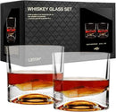 Rocky Mountains Heavy Crystal Whiskey Glasses Gift Set of 2, Thick Freezable Bourbon Glass 1lb Each, Premium Whiskey Gifts for Men, Frozen Crystal Chills Cocktails, 10 oz by CozyNest Decor