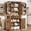 usikey 72” Kitchen Pantry Cabinet, Tall Storage Cabinet with 4 Doors and 1 Drawer, Freestanding Cupboard with 6 Hanging Shelves and Adjustable Shelves for Kitchen, Living Room, Rustic Brown by CozyNest Decor