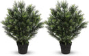 momoplant 31 Inch Tall Artificial Cedar Topiary Tree Set of 2 Faux Cypress Evergreen Potted Plants for Outdoor & Indoor Decor by GreenHaven Gardens