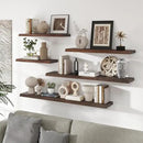 RICHFOCUS Live Edge Elm Floating Shelves - 40" W x 9.3" D Rustic Solid Wood Wall Shelves with Invisible Bracket, Wall-Mounted for Living Room, Bedroom, Kitchen Storage & Display, Set of 2, Walnut by CozyNest Decor