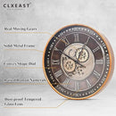 CLXEAST 24 Inch Wall Clock with Moving Gears,Oversized Large Industrial Steampunk Clock, Antique Gold Metal Roman Numeral Wall Clocks for Farmhouse Living Room Decor by CozyNest Decor