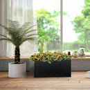 Galvanized Steel Planter Black Metal Outdoor Planter Powder Coated 32" x 12" x 16" Pot Metallic Heavy Pot Indoor & Outdoor, Commercial & Residential (L32 x W12 x D16, Black) by CozyNest Decor