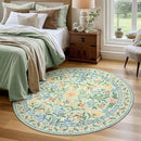 Wonnitar Washable Round Area Rug, 5ft Green Floral Round Rug Boho Soft Circle Carpet, Non Slip Low Pile Circle Accent Carpets for Kitchen Living Room Entryway Bedroom by TinyTreasures Baby Boutique